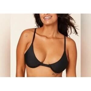NWT Andie The Sicily Top Underwire Hook Closure Removable Cups XS Black #3690